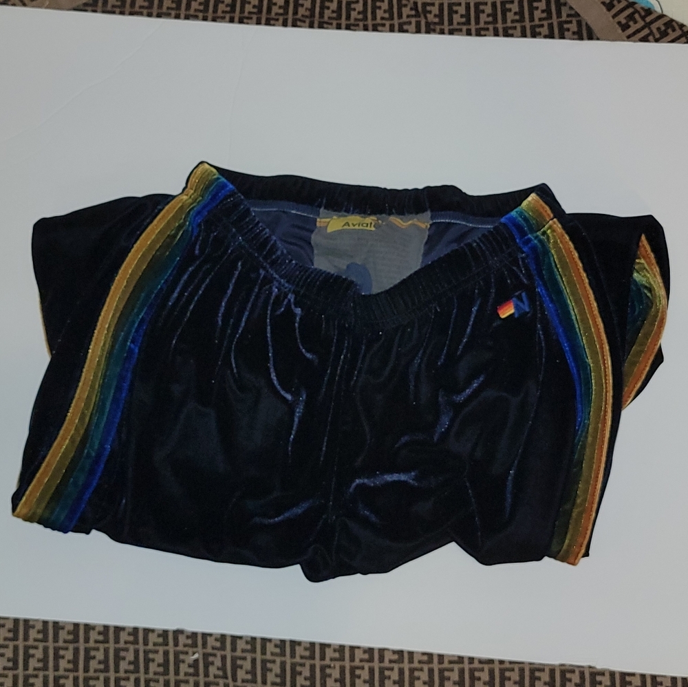 Aviator Nation Size Xl velour velvet sweatpants extra large RARE blue green Pant - Picture 4 of 12